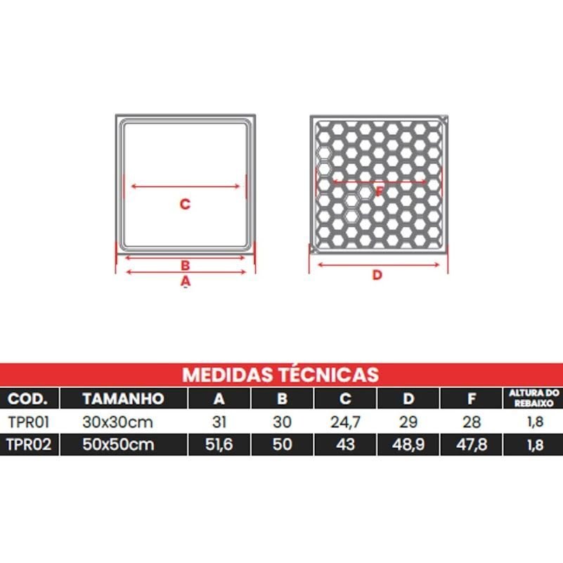 Tampão Simples com Rebaixo Passagem Inspeção Branco 80x80cm - 4