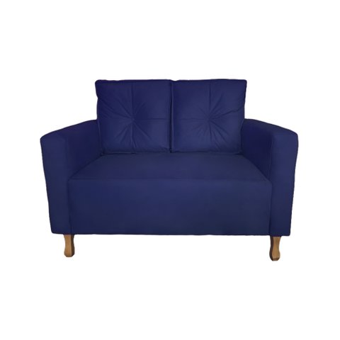 Sofá Davi 2 Lugares Suede Azul Marinho - Dominic Decor