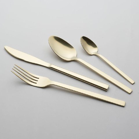 Kit 24 Talheres Faqueiro Home&co Savana Aço Inox Dourado Faca Colher Garfo