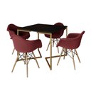 Ver imagem 2 de Conjunto de Mesa Industrial Base Dourada Tampo Quadrado 90cm Preto 4 Poltronas Estofadas Vermelho