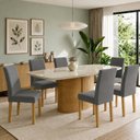 Ver imagem 1 de Conjunto de Mesa de Jantar 6 Lugares com Vidro Diana Cinamomo Off White e Grafite