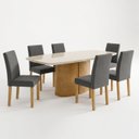 Ver imagem 2 de Conjunto de Mesa de Jantar 6 Lugares com Vidro Diana Cinamomo Off White e Grafite