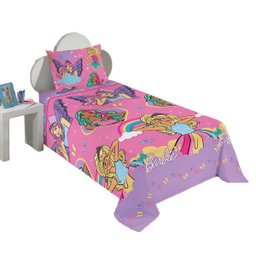 Jogo de Cama Infantil Lepper Barbie Solteiro 2 Peças Microfibra Rosa - 1