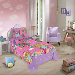 Jogo de Cama Infantil Lepper Barbie Solteiro 2 Peças Microfibra Rosa - 2