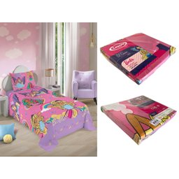 Jogo de Cama Infantil Lepper Barbie Solteiro 2 Peças Microfibra Rosa - 6