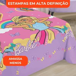 Jogo de Cama Infantil Lepper Barbie Solteiro 2 Peças Microfibra Rosa - 5