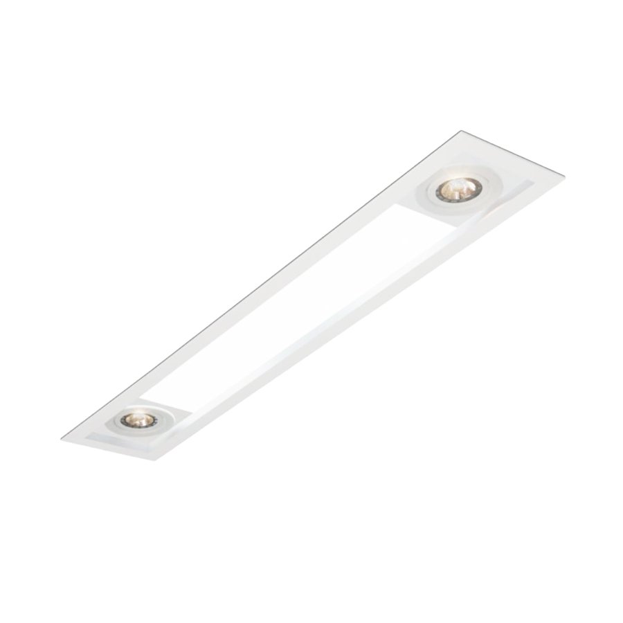 Plafon Luminária de Embutir Magnum 4 Lâmpadas Tubular T8 de 60cm e 2 Spots Dicroica Mr16 Usina