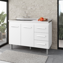Ver imagem 1 de Balcão de Pia 120 Cm Bianca Amário para Cozinha 120 Compacta Bancada Multiuso - Moblis