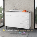 Ver imagem 6 de Balcão de Pia 120 Cm Bianca Amário para Cozinha 120 Compacta Bancada Multiuso - Moblis