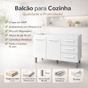 Ver imagem 2 de Balcão de Pia 120 Cm Bianca Amário para Cozinha 120 Compacta Bancada Multiuso - Moblis