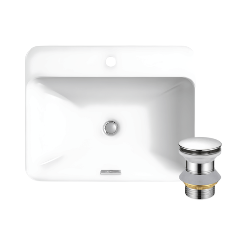 Cuba Vox Kohler de Semi Encaixe Retangular com Mesa 58x46cm + Válvula 7/8 Cromada Click Dck