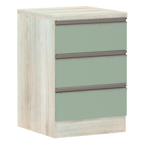 Mesa de Cabeceira 3 Gavetas 40cm Estrutura Legno Crema Prime Plus Luciane Móveis