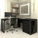 Ver imagem 2 de Mesa de Escritório em L Linha Industrial com Gaveteiro F5 Cor:preto