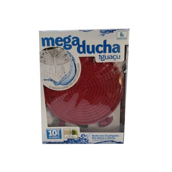 Mega Ducha Vermelha de Parede Iguaçu 12 pol. Aquaplás - 2