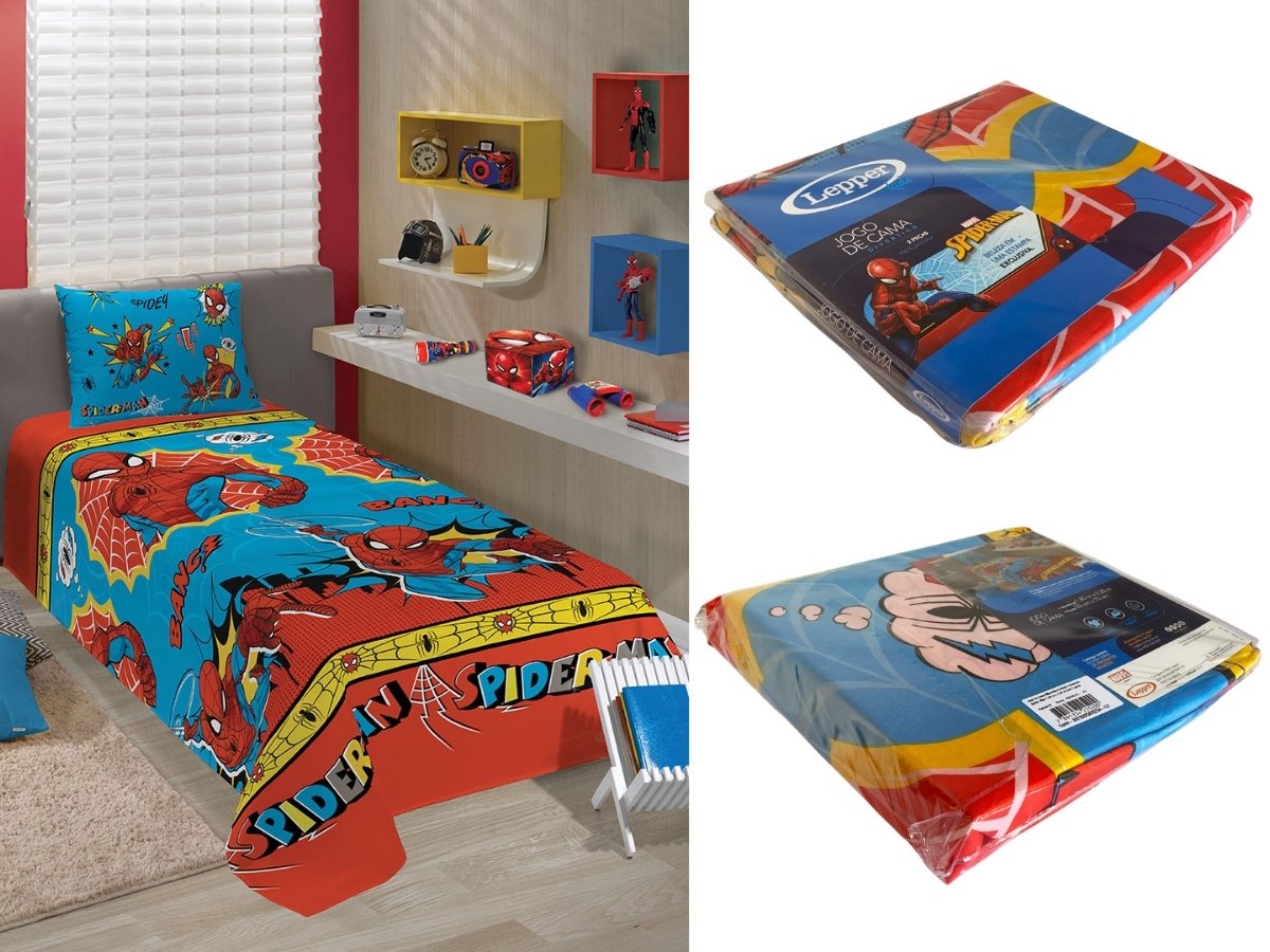 Jogo de Cama Infantil Homem Aranha Lepper 02 Peças Microfibra