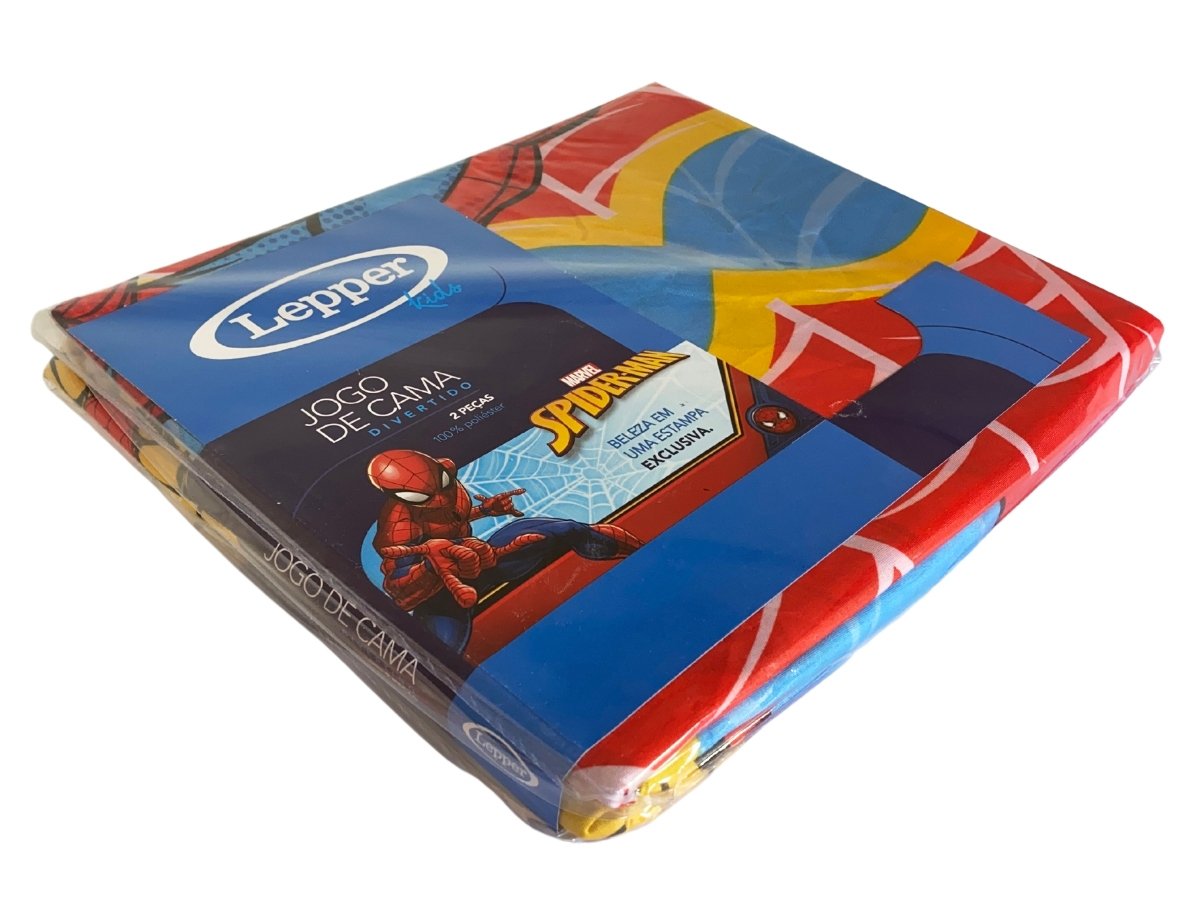 Jogo de Cama Infantil Lepper Homem Aranha Solteiro 3 Peças Microfibra Azul