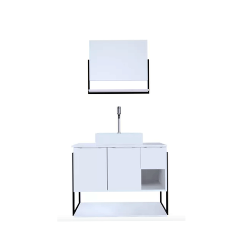 Kit Espelheira+balcao Hebrom Branco C/ripado 800x600x450 - Gabinetto