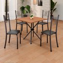 Ver imagem 1 de Conjunto de Mesa Tubular 70x70cm Tampo em MDF com 4 Cadeiras Prata/Preto Liso/Martelado
