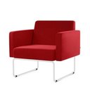 Ver imagem 1 de Poltrona Pix Assento Courino Vermelho Base Aco Branco - 55044