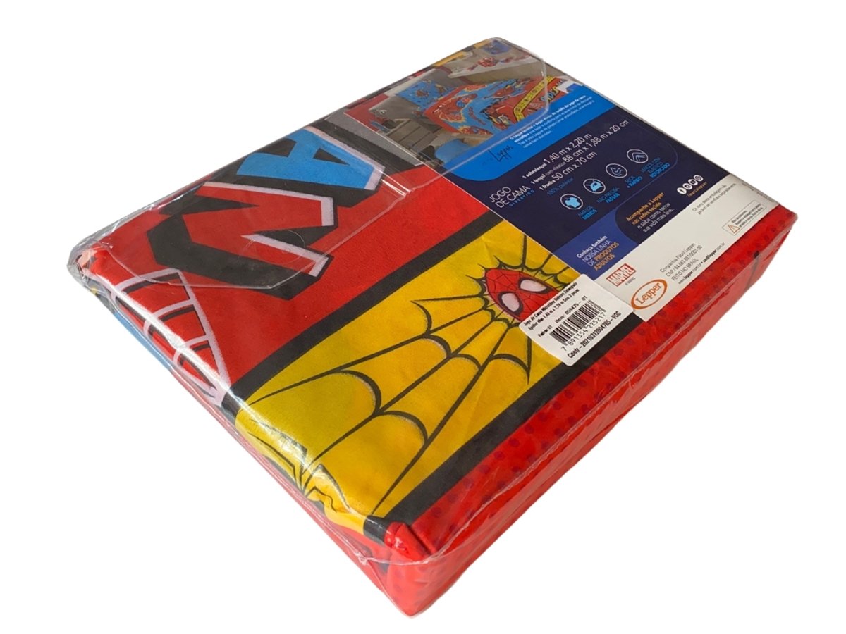 Jogo de Cama Infantil Lepper Homem Aranha Solteiro 3 Peças Microfibra Azul