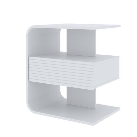 Mesa de Cabeceira Celta em Mdf 15mm com 1 Gaveta Branco