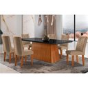 Ver imagem 1 de Conjunto: Mesa de Cozinha Luna C/ Tampo de Vidro Canto Curvo 180x90cm e 6 Cadeiras Jade Imbuia/