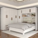 Ver imagem 1 de Guarda-roupa Casal Modulado com Cama Belgrado 11 Portas 6 Gavetas Branco - Panorama Móveis