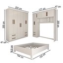 Ver imagem 4 de Guarda-roupa Casal Modulado com Cama Belgrado 11 Portas 6 Gavetas Branco - Panorama Móveis