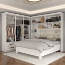 Ver imagem 2 de Guarda-roupa Casal Modulado com Cama Belgrado 11 Portas 6 Gavetas Branco - Panorama Móveis