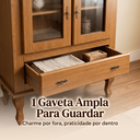 Ver imagem 4 de Cristaleira 2 Portas 1 Gaveta Pequena 94x80x35cm Clássica Pés Luiz Xv Cor Imbuia