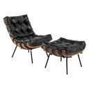 Ver imagem 2 de Poltrona com Puff Costela Base Fixa Courino Preto