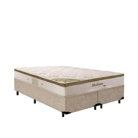 Cama Box Queen Herval + Colchão Molas Ensacadas Meditare Herval 158x198