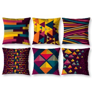 Kit 6 Capa de Almofada 40cm X 40cm Decorativas Estampadas Digital Sala Sofá Quarto Pastilhas