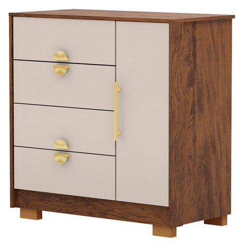 Cômoda para Quarto 93cm com 1 Porta Nara Imbuia/fendi V02 - Mpozenato