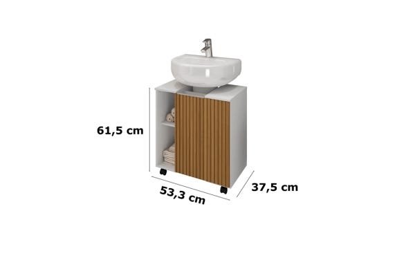 Gabinete Para Banheiro Pequin Branco Ripado – Bechara Móveis - 3