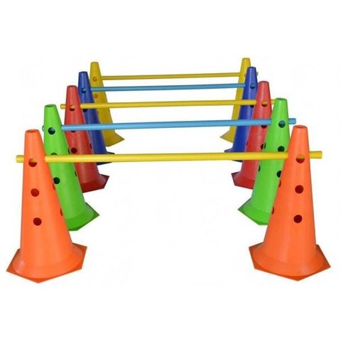 Kit 4 Cones Com Barreiras Funcional Circuito Agilidade