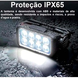 Lanterna de Cabeça com Sensor Inteligente Farol com 8 Leds 3030 Recarregavel Usb a Prova Dagua - 3