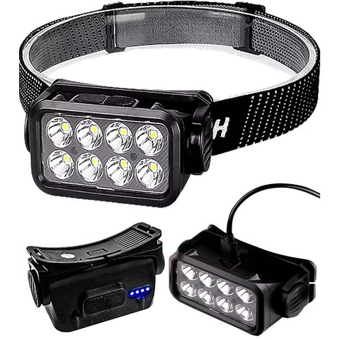 Lanterna de Cabeça com Sensor Inteligente Farol com 8 Leds 3030 Recarregavel Usb a Prova Dagua