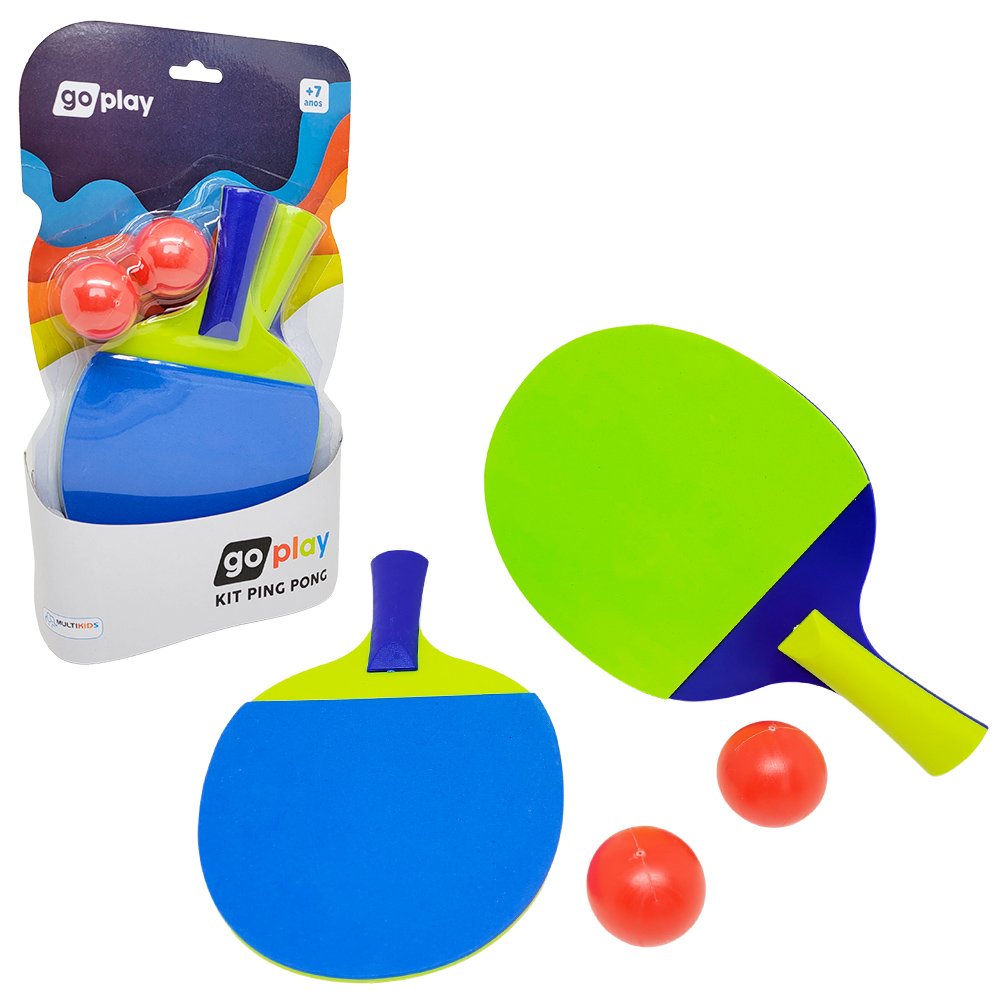 Kit 2 Raquete de Ping Pong Tênis de Mesa Infantil + Bolinhas