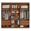 Ver imagem 3 de Guarda Roupa Solteiro com Pés 4 Portas 2 Gavetas Buriti - Jequitiba / Grafite