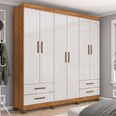 Ver imagem 1 de Guarda-roupa Casal Genova 6 Portas 4 Gavetas 22110 Cinamomo/off White - Carioca Móveis