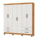 Ver imagem 3 de Guarda-roupa Casal Genova 6 Portas 4 Gavetas 22110 Cinamomo/off White - Carioca Móveis