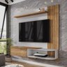 Painel Suspenso Paraty Sala Tv até 55" Porta Basculante e Nicho-  Cinamomo/off White - 1