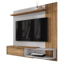 Ver imagem 2 de Painel Suspenso Paraty Sala Tv até 55" Porta Basculante e Nicho- Cinamomo/off White