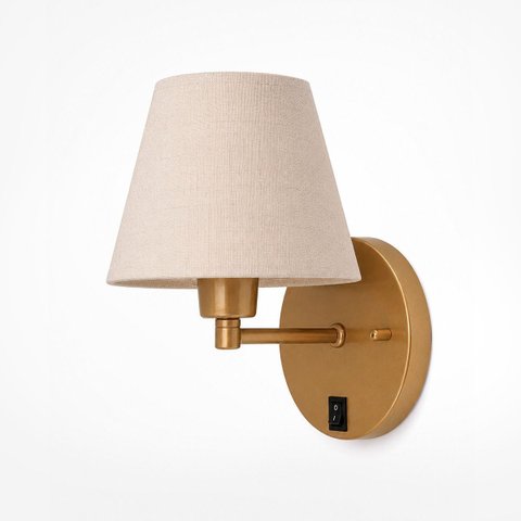 Luminaria de Parede Arandela Premium Base Redonda Interruptor e Cúpula Algodão Pequena