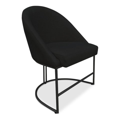 Cadeira Poltrona de Jantar Bela Veludo Base Metálica Industrial Preto - Pallazio