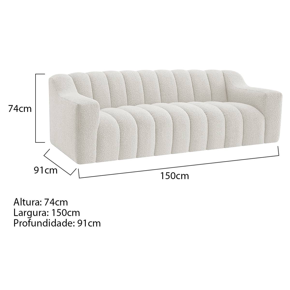 Sofá 2 Lugares Luxo Recepção Escritorio Sala Elegance 150cm Bouclé - 3