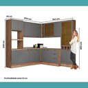 Ver imagem 6 de Armário de Cozinha Completa C Balcão Milla Dusk Carraro Nogal Cinza Titânio