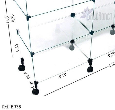 Balcão de Atendimento Modulado em Vidro com Rodízios - 1,50 x 1,00 x 0,30 - 4