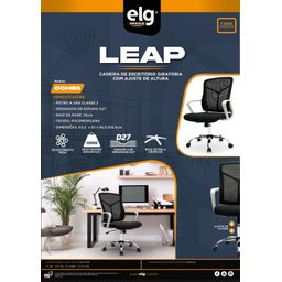 Cadeira Office Leap Plus, Elg, Och06, Ajuste de Altura, Apoio Braços, Espuma D27, até 120kg, Branca - 6